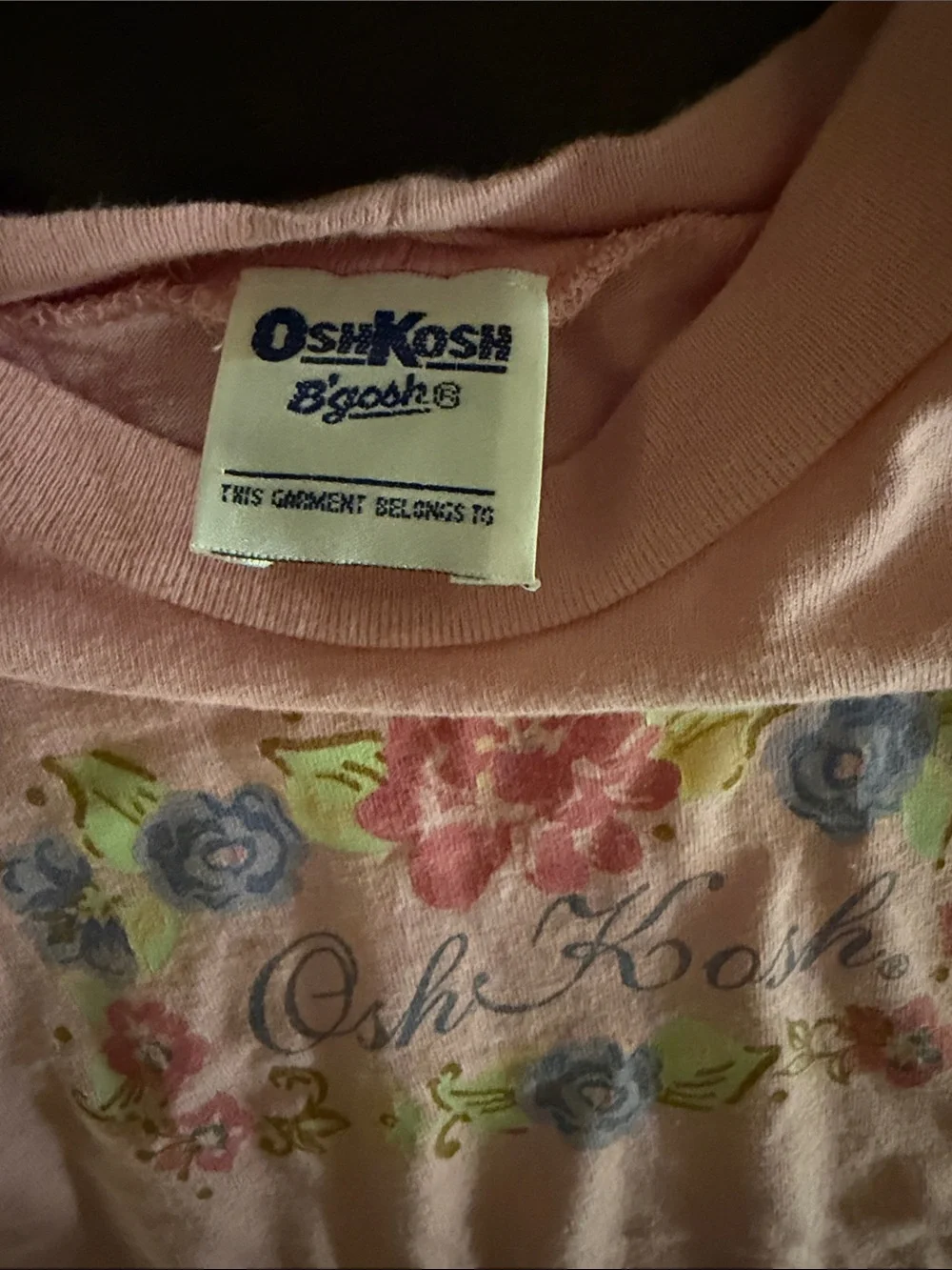 Vintage OshKosh B'gosh Light Pink Tee with Floral Logo